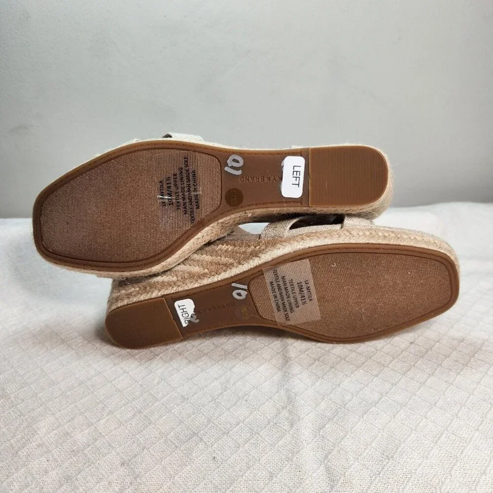 Lucky Brand Women’s Size 10 M Beige Gold Mytila Espadrille Wedge Sandals 168